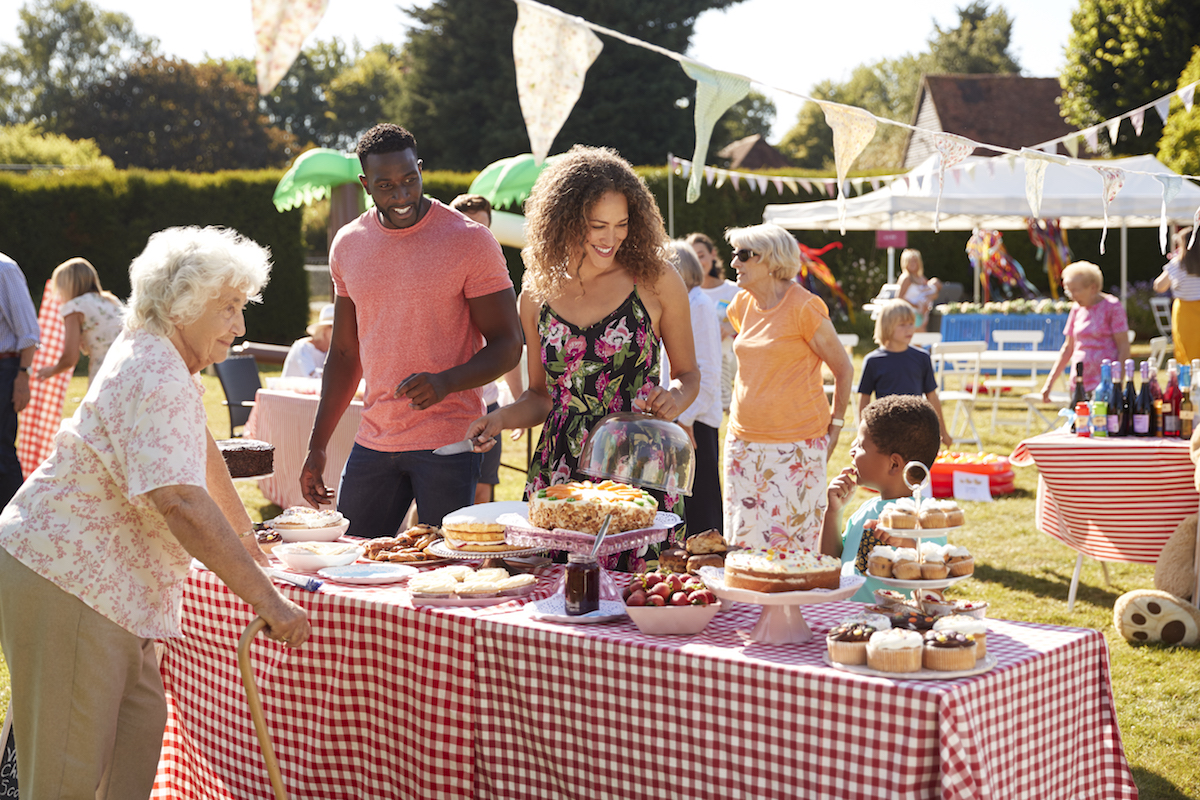 Busy Cake Stall At Summer Garden Community event
